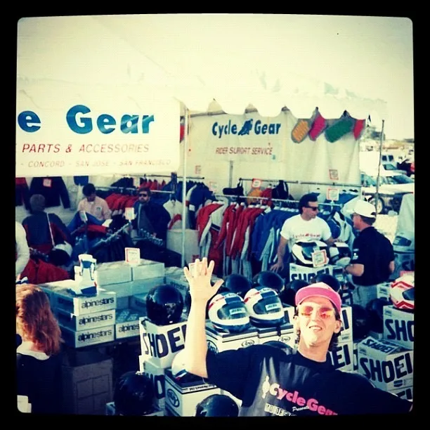 Working the Cycle Gear booth at an event